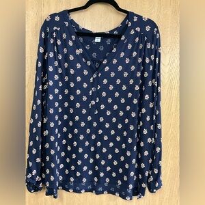 Old Navy Navy Floral Blouse